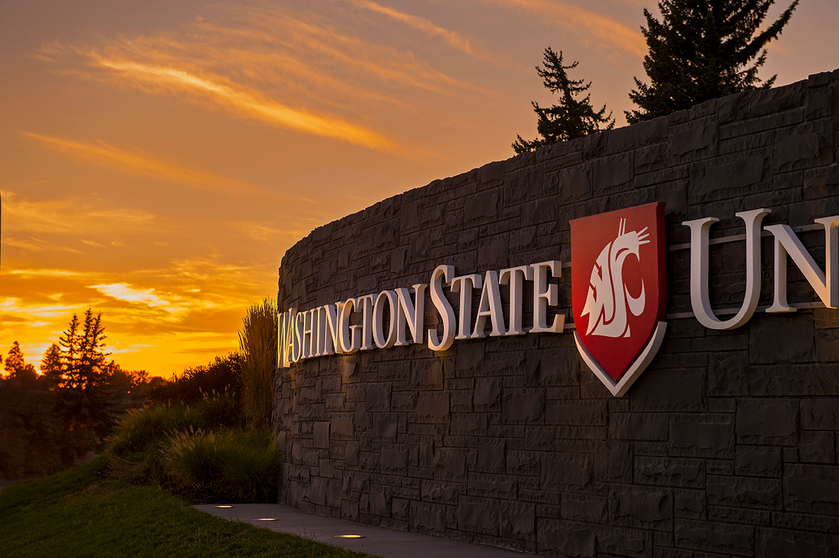 Washington State University Pullman Sign at Sunset