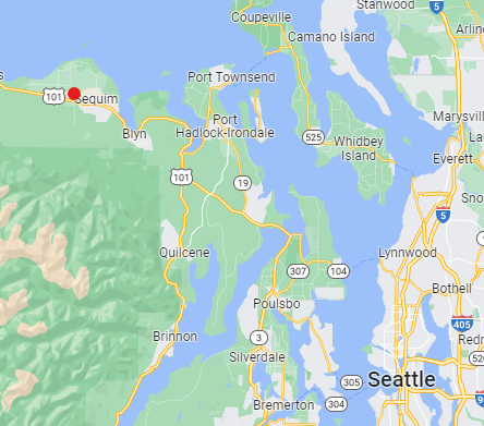 Vicinity map of location of Sequim WA