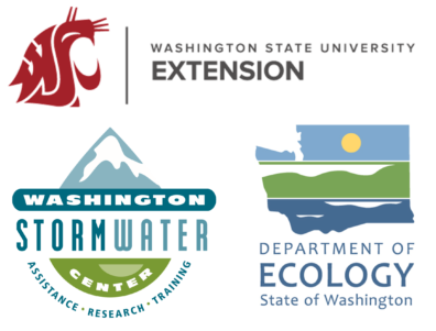 Logos of WSU Extension, WA Dept. of Ecology and Washington Stormwater Center