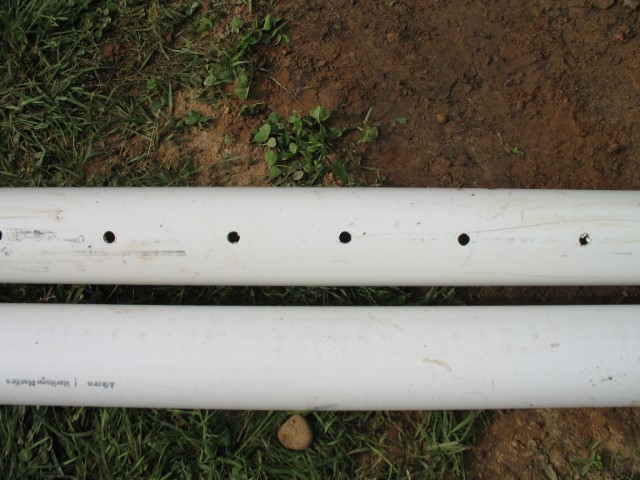 close up of perforated pipe