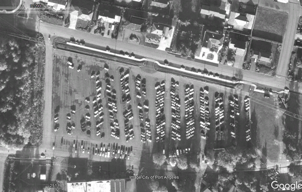 Aerial of parking lot