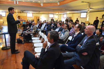 Lewis Lee presents a talk titled, "Intellectual Gold: Ideas Are the World's Most Valuable and Renewable Asset" on Wednesday, March 23, 2016 at the Crimson Commerce Club in Pullman.