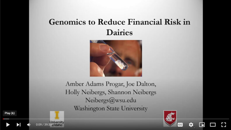 Genomics to Reduce Financial Risks in Dairies