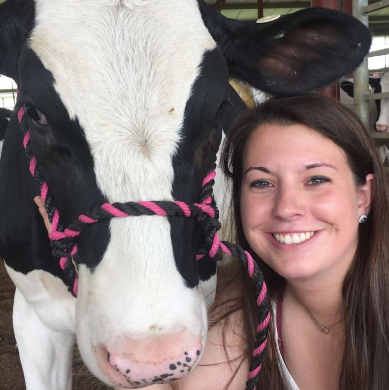 Dr. Linda Beckett with cow