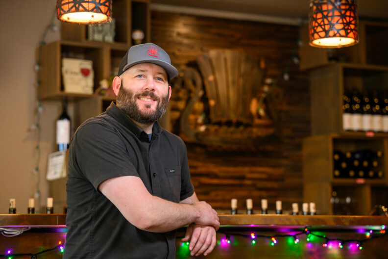 Kyle Welch at a winery.