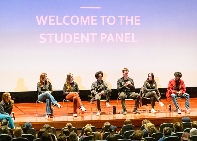 Six current Cougs answer questions as part of a student panel.