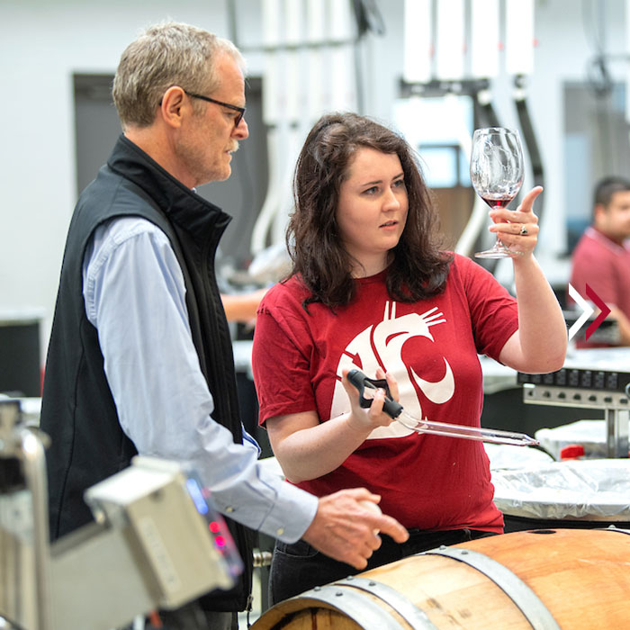 Student in wine lab