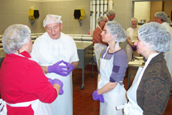 Professor Emeritus Lloyd Luedecke instructing in the WSU Creamery's Pilot Plant
