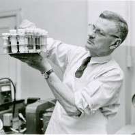 In his WSC laboratory, N.S. Golding, on April 19, 1955. 