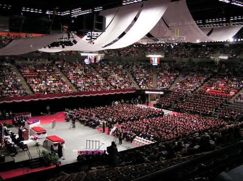 Overview of Beasley during a commencement event.