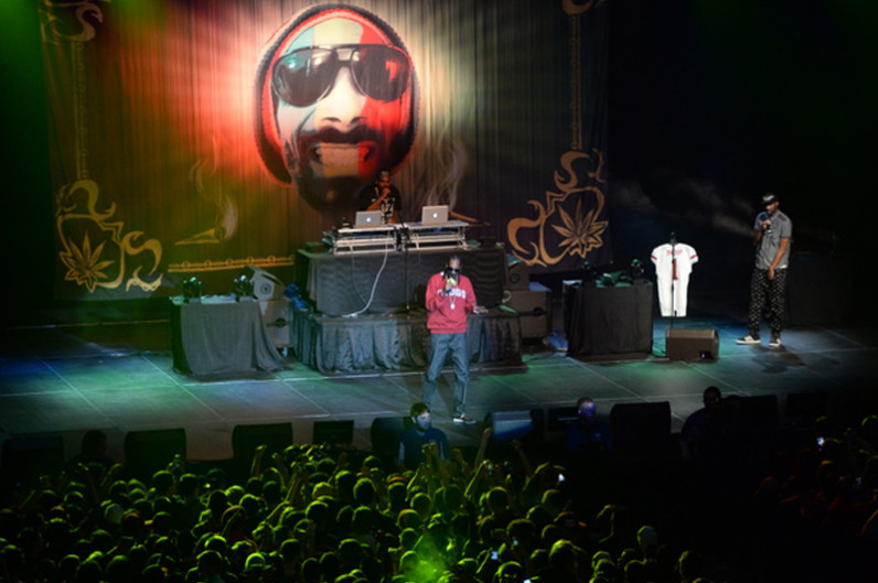 Image of Snoop Dog on stage.
