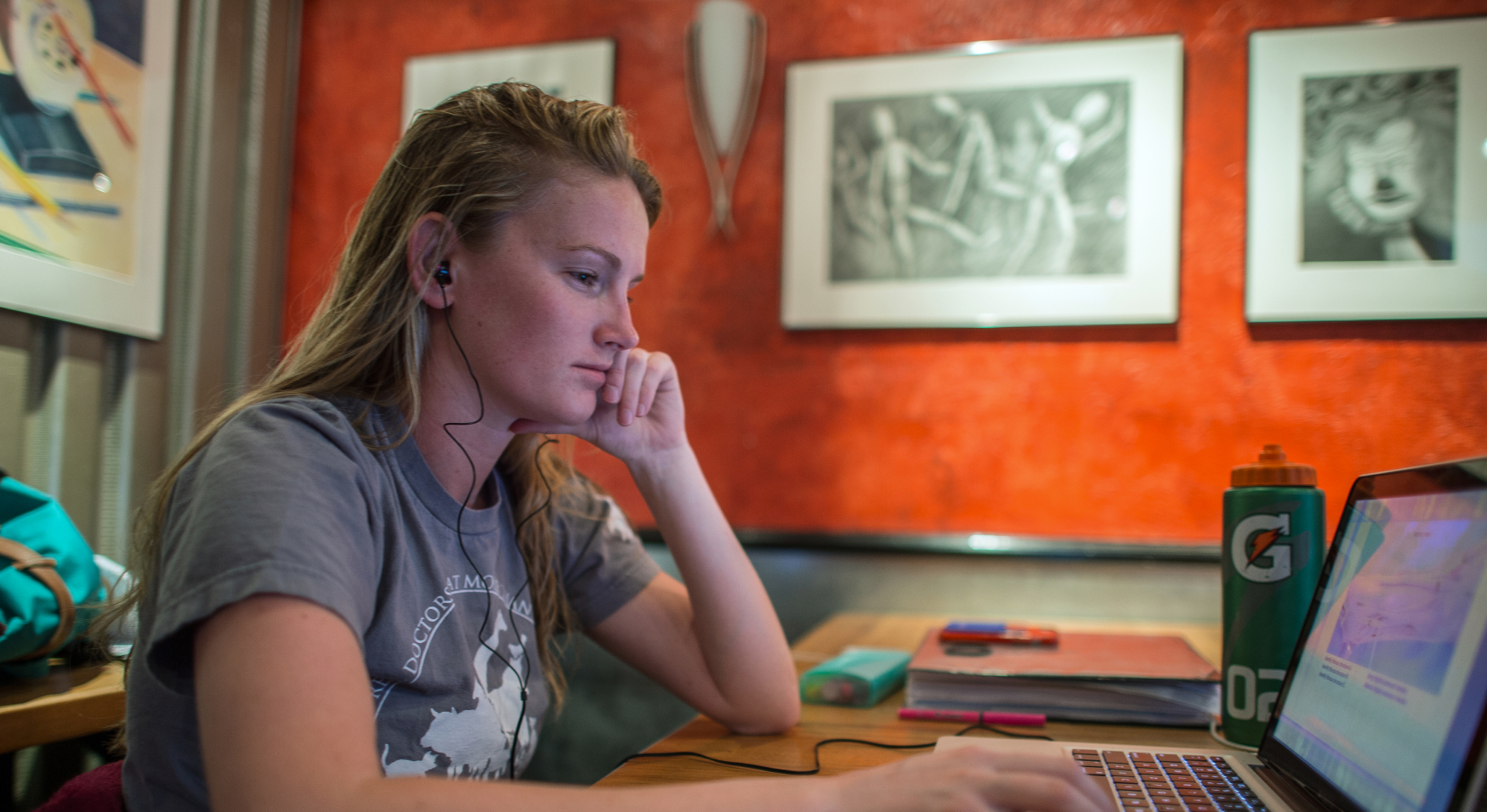 A photo of a student working on a computer