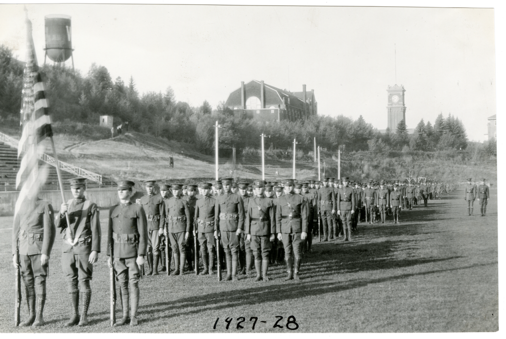 Cadets on the practice field in 1927.