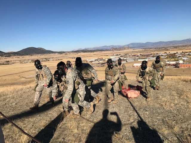 A group of WSU ARMY ROTC during training.