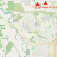 Map image showing sampling sites on a tributary of the Spokane River