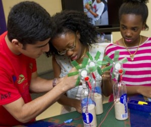 Students working on a science project