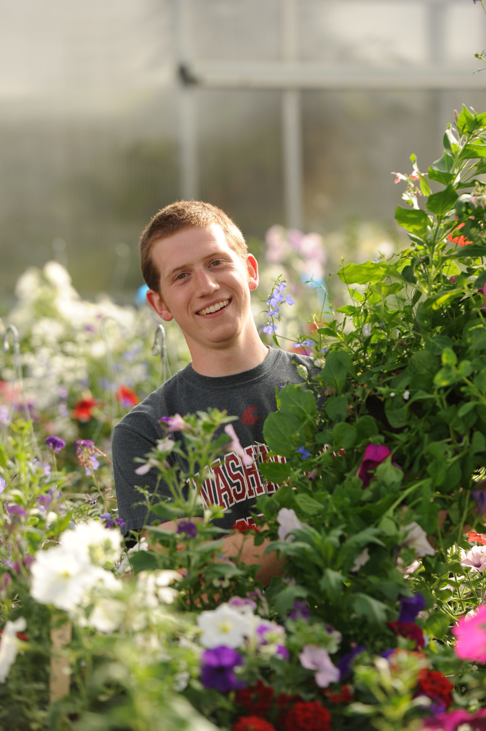 Photo of person in a greenhouse with plants