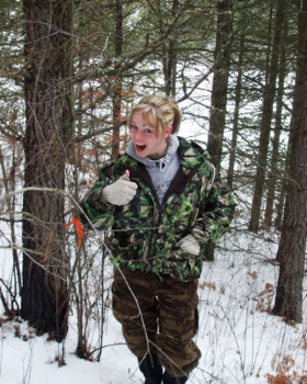 Student in the snow.