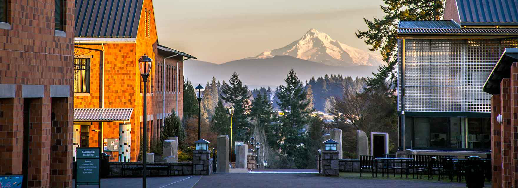 Vancouver campus with Mt. Hood in the distance