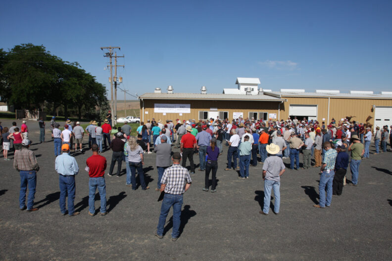 Bill Schillinger giving the morning announcements.