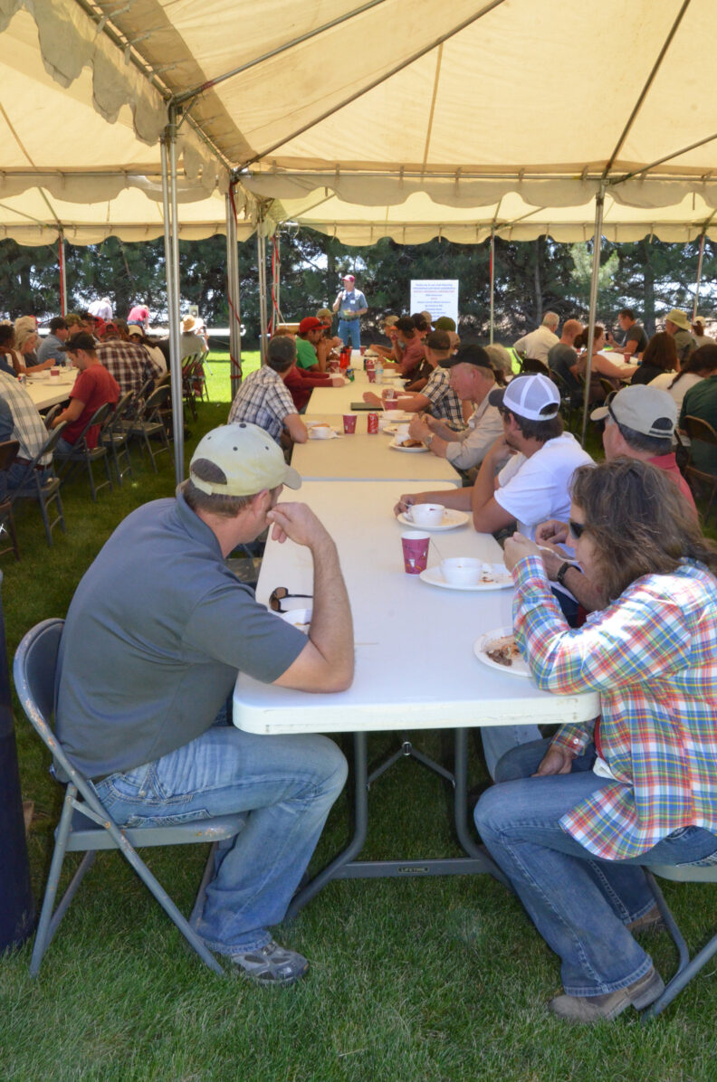 People sitting at tables.