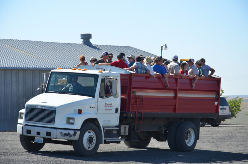 Attendees in Union Elevator truck.