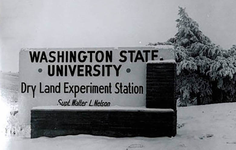 WSU Dryland Experiment Station road sign from when Walter Nelson was the director.