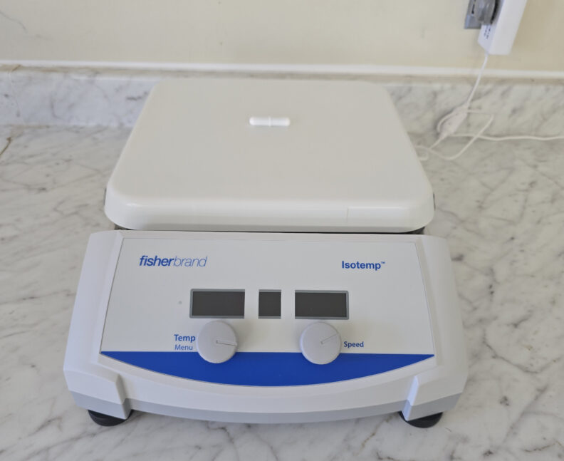 Hotplate stirrer on a counter.