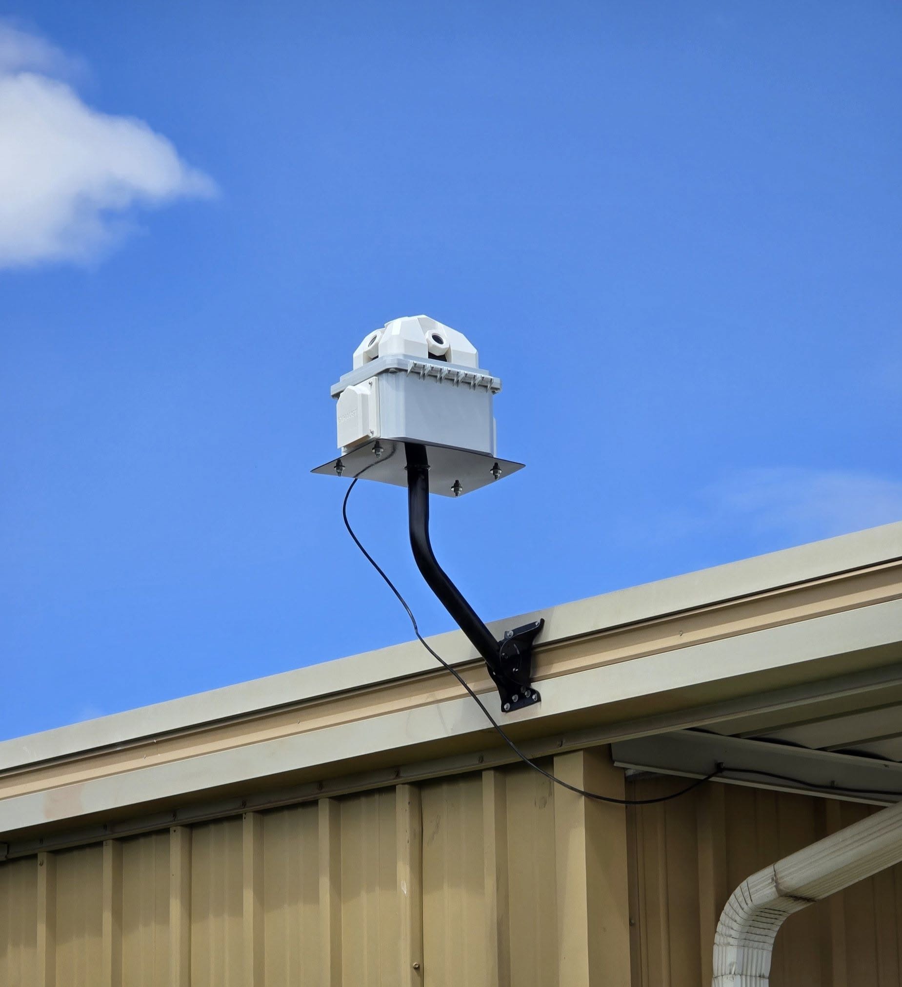 Camera mounted on a building.