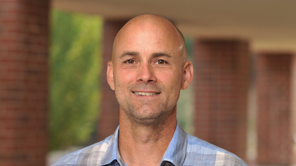 Craig McConnel outside the Veterinary Teaching Hospital.