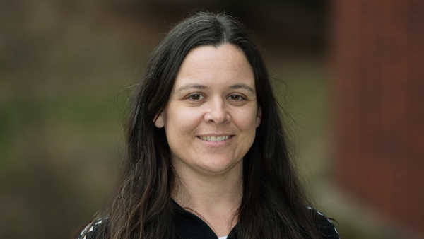 Dr. Chelsea Sykes outside the College of Veterinary Medicine.