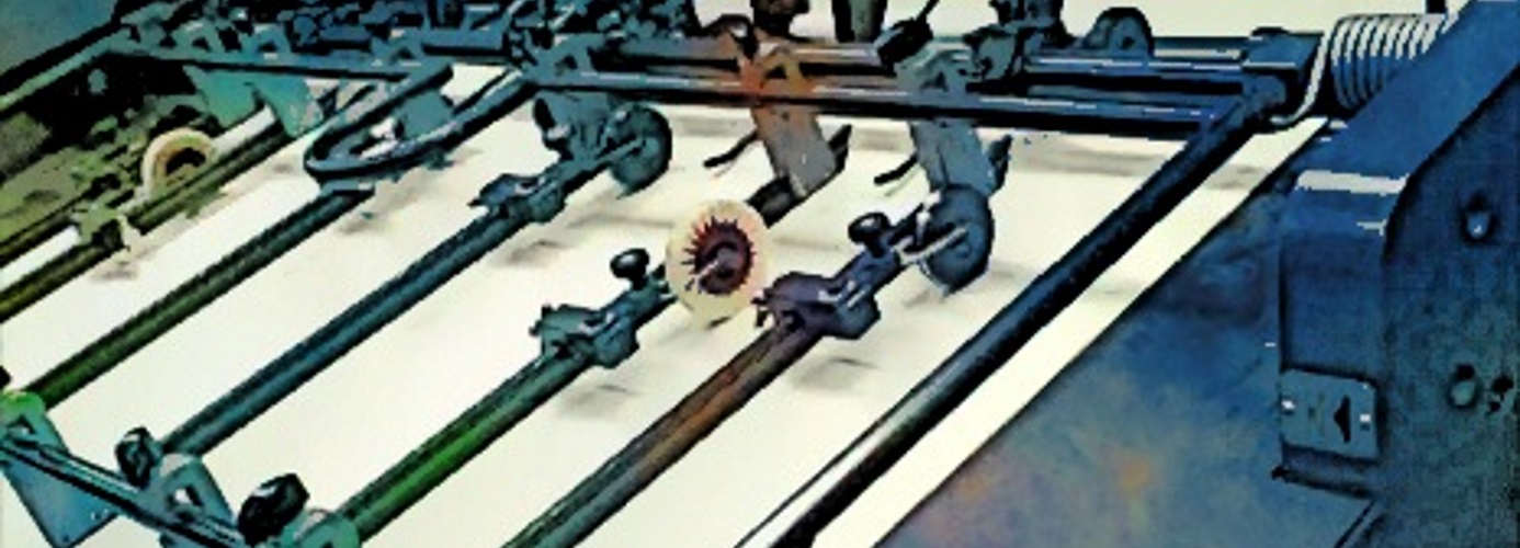 Close-up of offset printing press