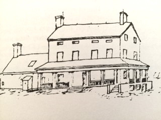 Line drawing of the Staten Island farmhouse