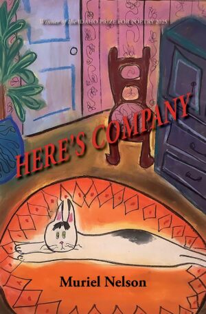Here's Company cover shwoing a cartoonish painting of a room with a cat laying on an orange rug